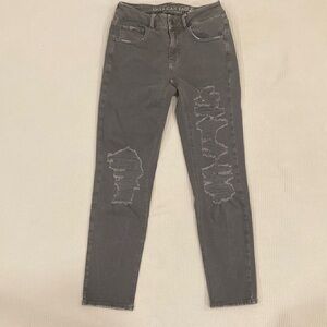American Eagle Outfitters Women's Gray Distressed Jeans